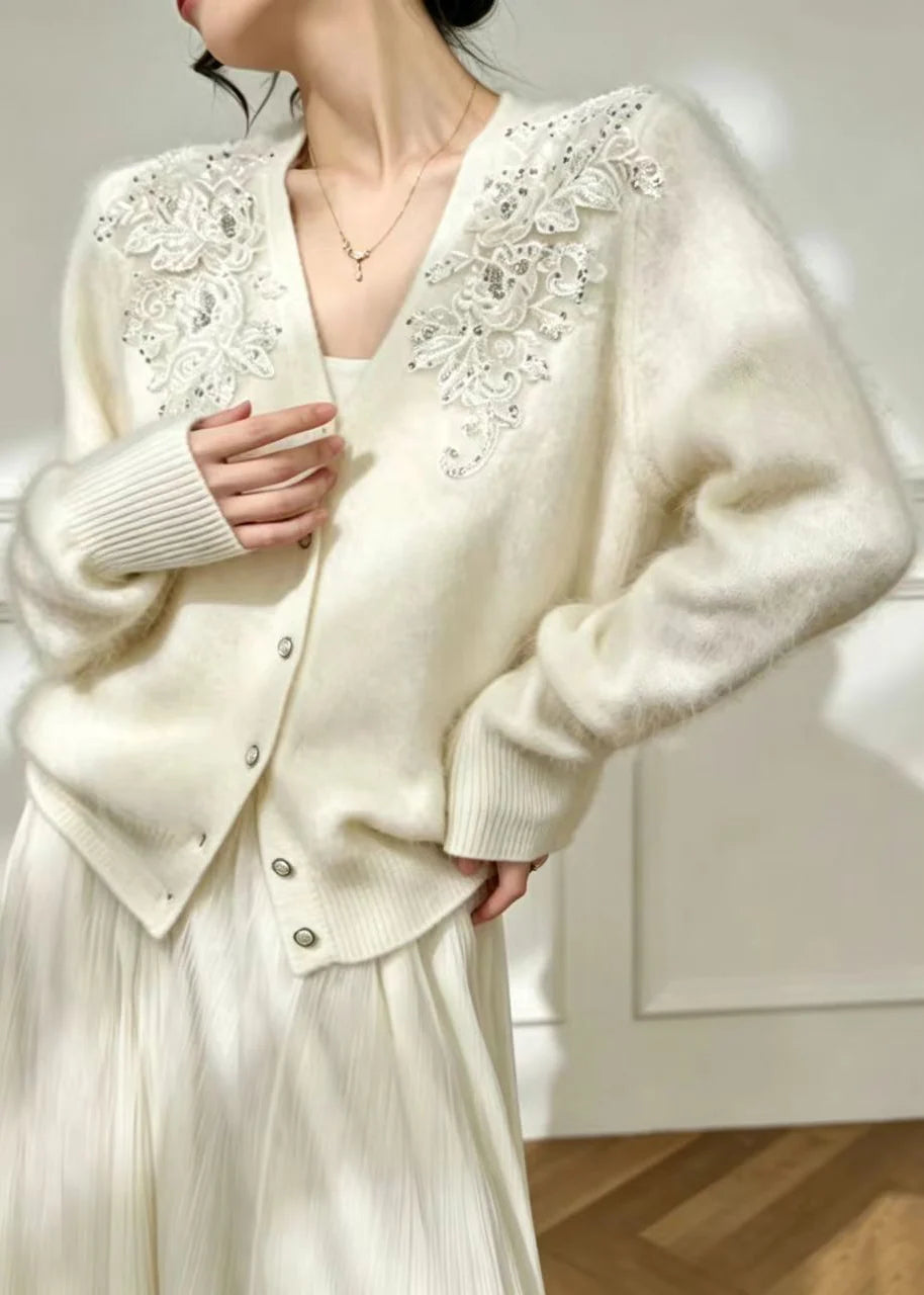 Gilet Femme Style Bohème Col V Orné de Perles 3