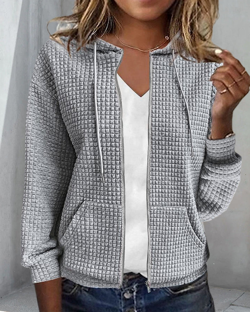Gilet Femme à Capuche Casual en Tissu Texturé 5