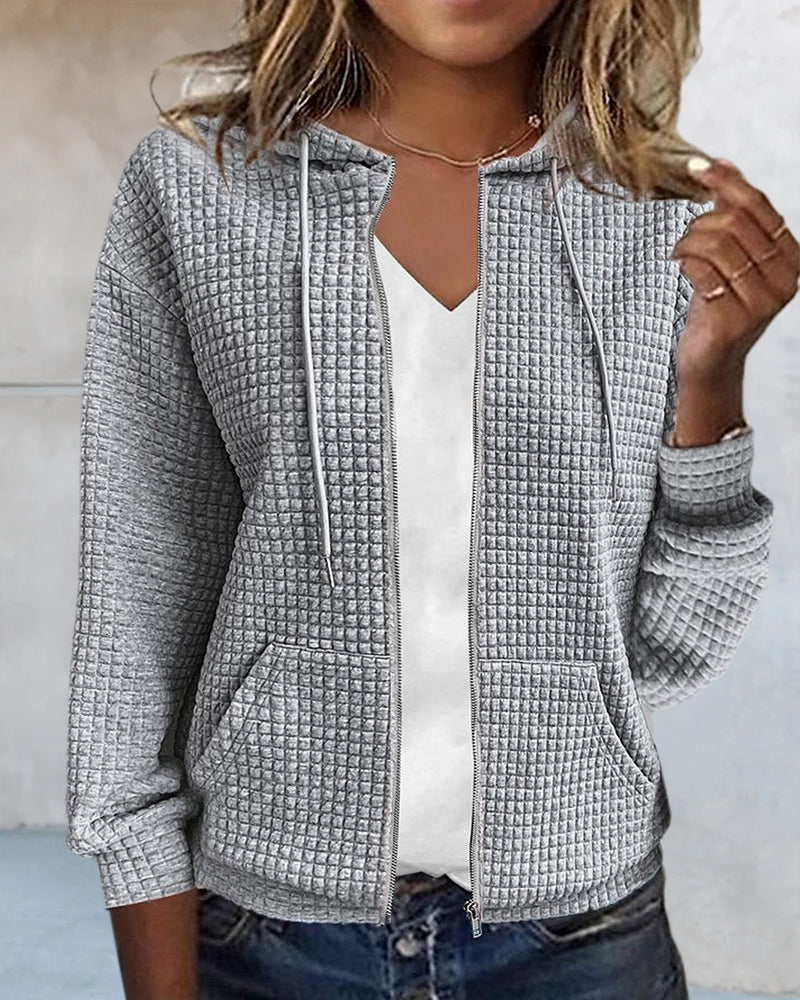 Gilet Femme à Capuche Casual en Tissu Texturé 6