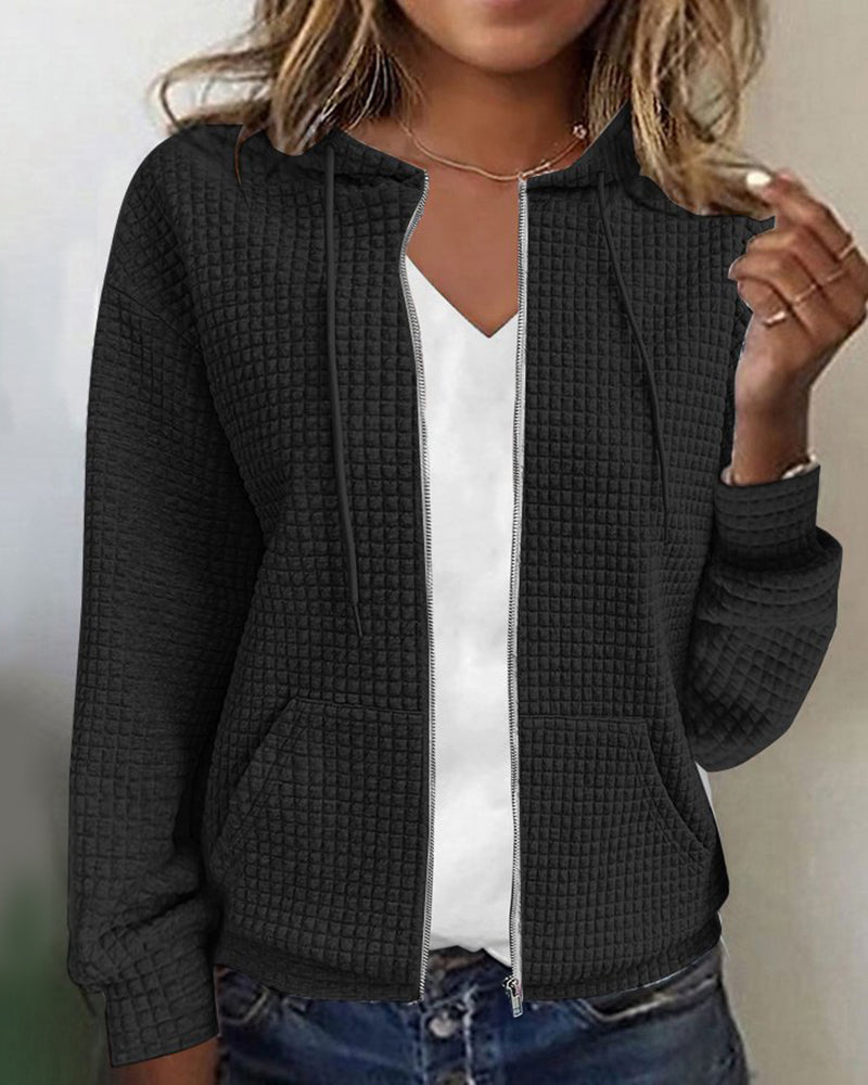 Gilet Femme à Capuche Casual en Tissu Texturé 8
