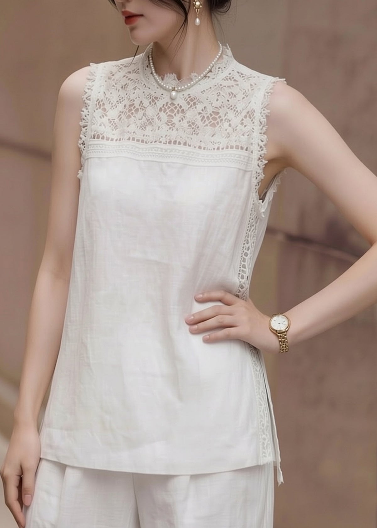 Gilet Femme en Dentelle Sans Manches 1