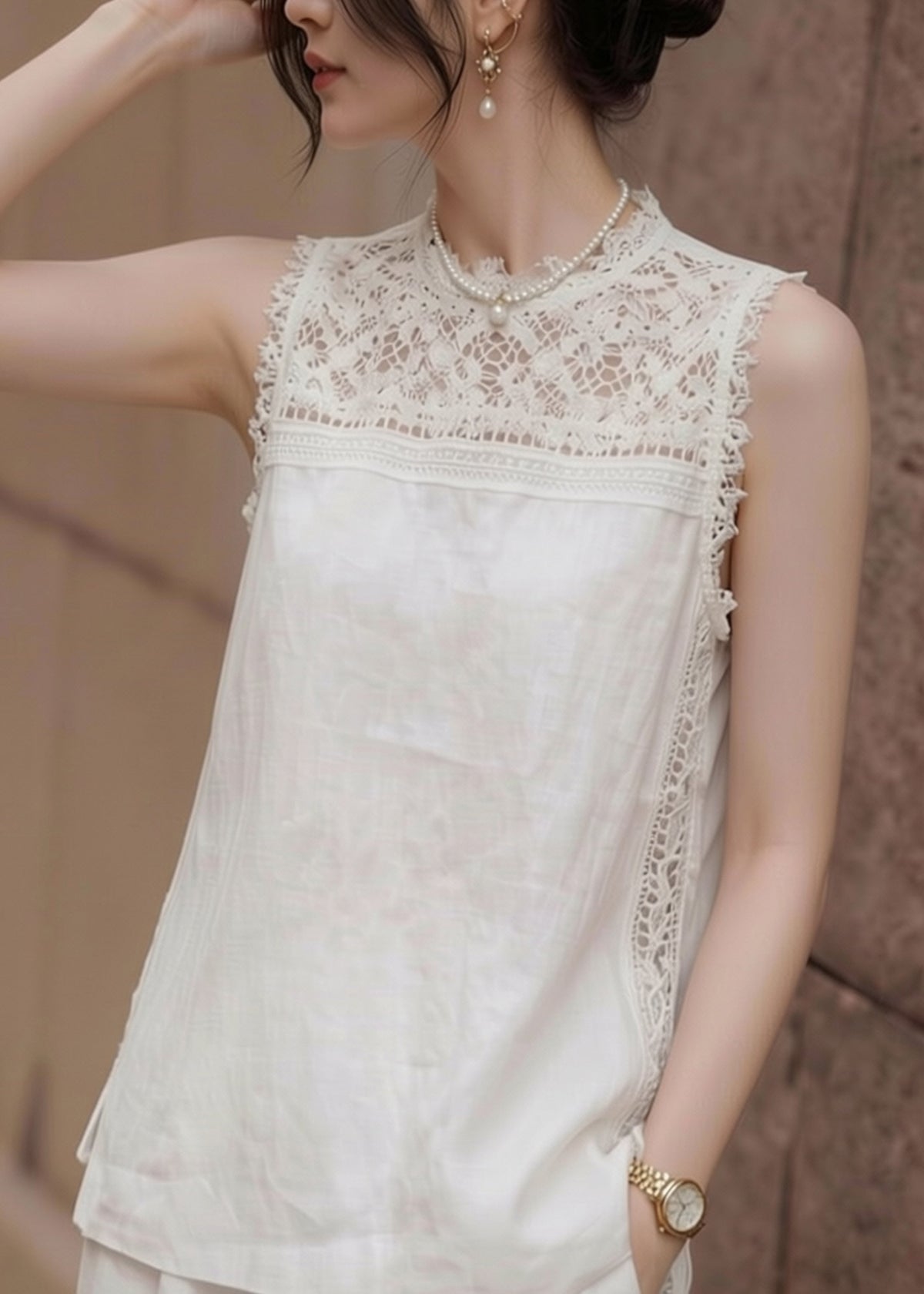 Gilet Femme en Dentelle Sans Manches 3