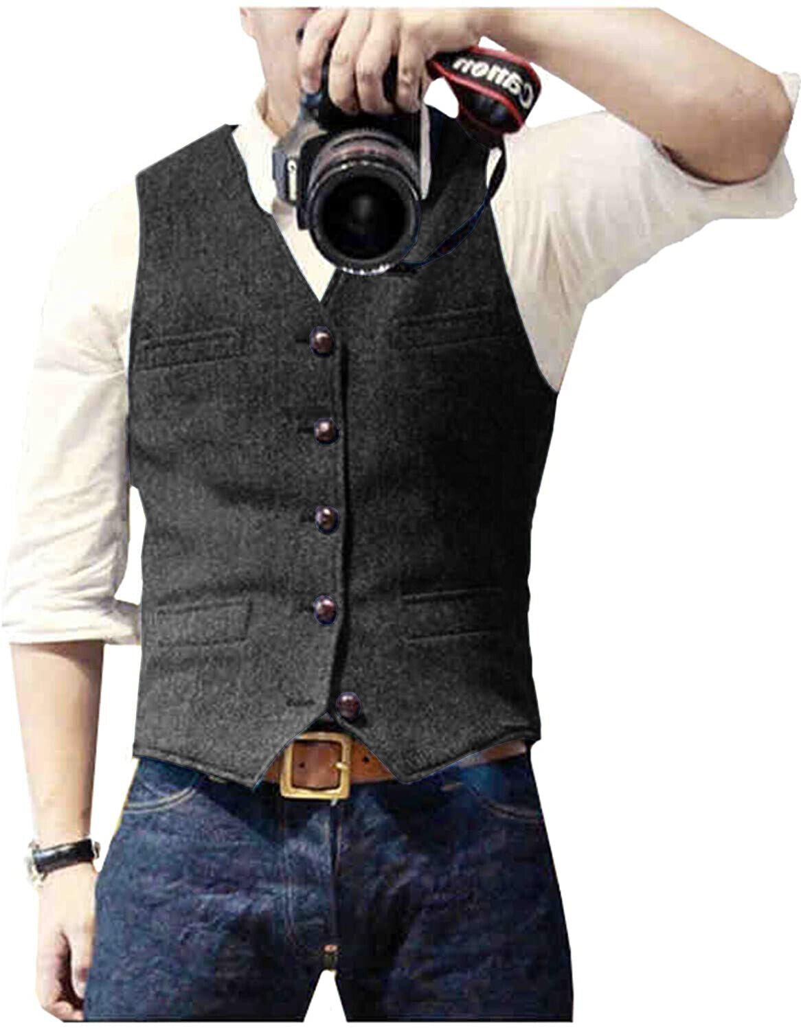 Gilet Homme Sans Manche Ajusté en Tissu de Haute Qualité 6