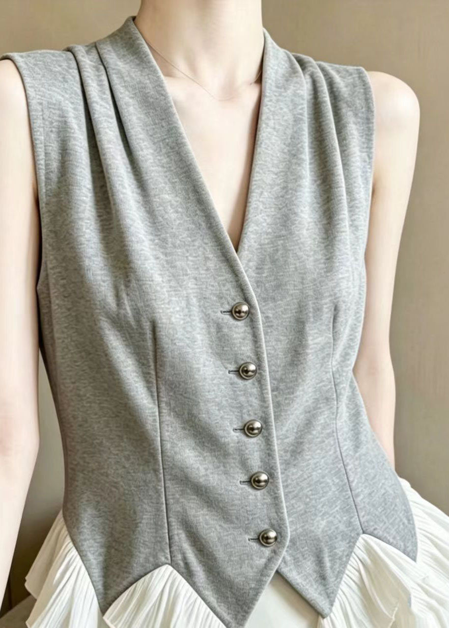 Gilet d'été pour femme à volants froissés 4