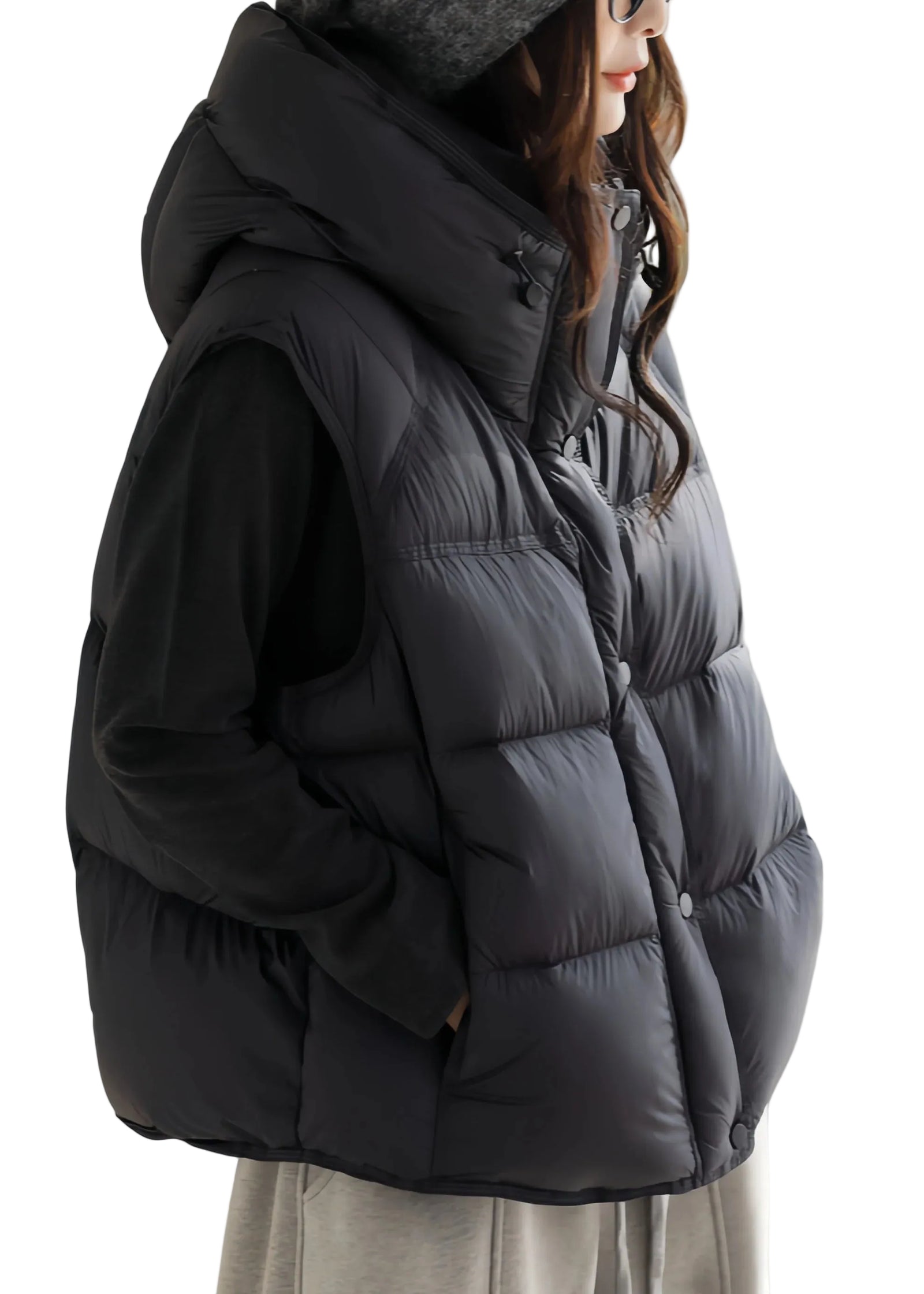 Gilet d'hiver femme coupe ample simple 0