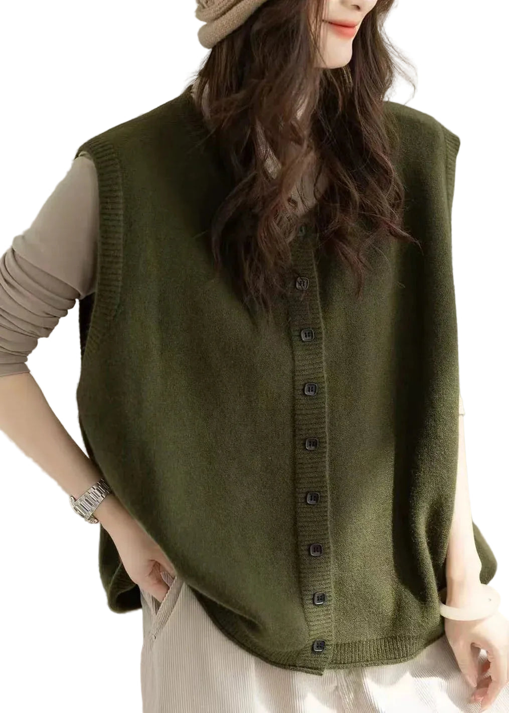 Gilet d'hiver oversize à boutons pour femme 0