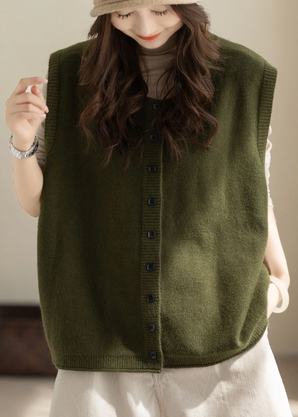 Gilet d'hiver oversize à boutons pour femme 1