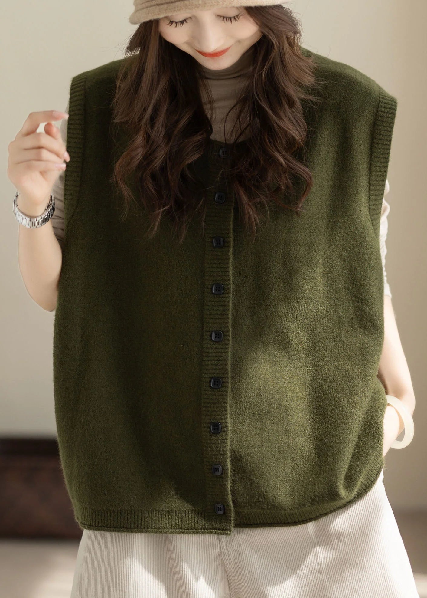 Gilet d'hiver oversize à boutons pour femme 1