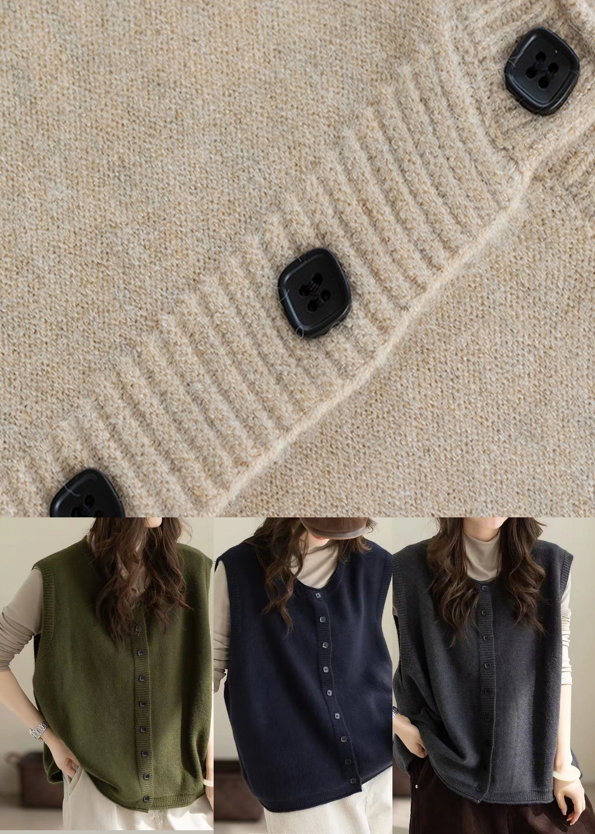 Gilet d'hiver oversize à boutons pour femme 3