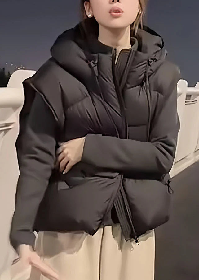 Gilet d'hiver pour femme style bohème à capuche ample 1