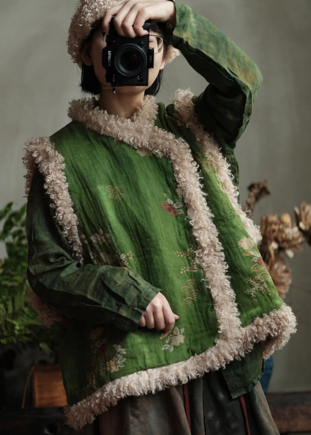 Gilet d'hiver pour femme style rétro en patchwork 1