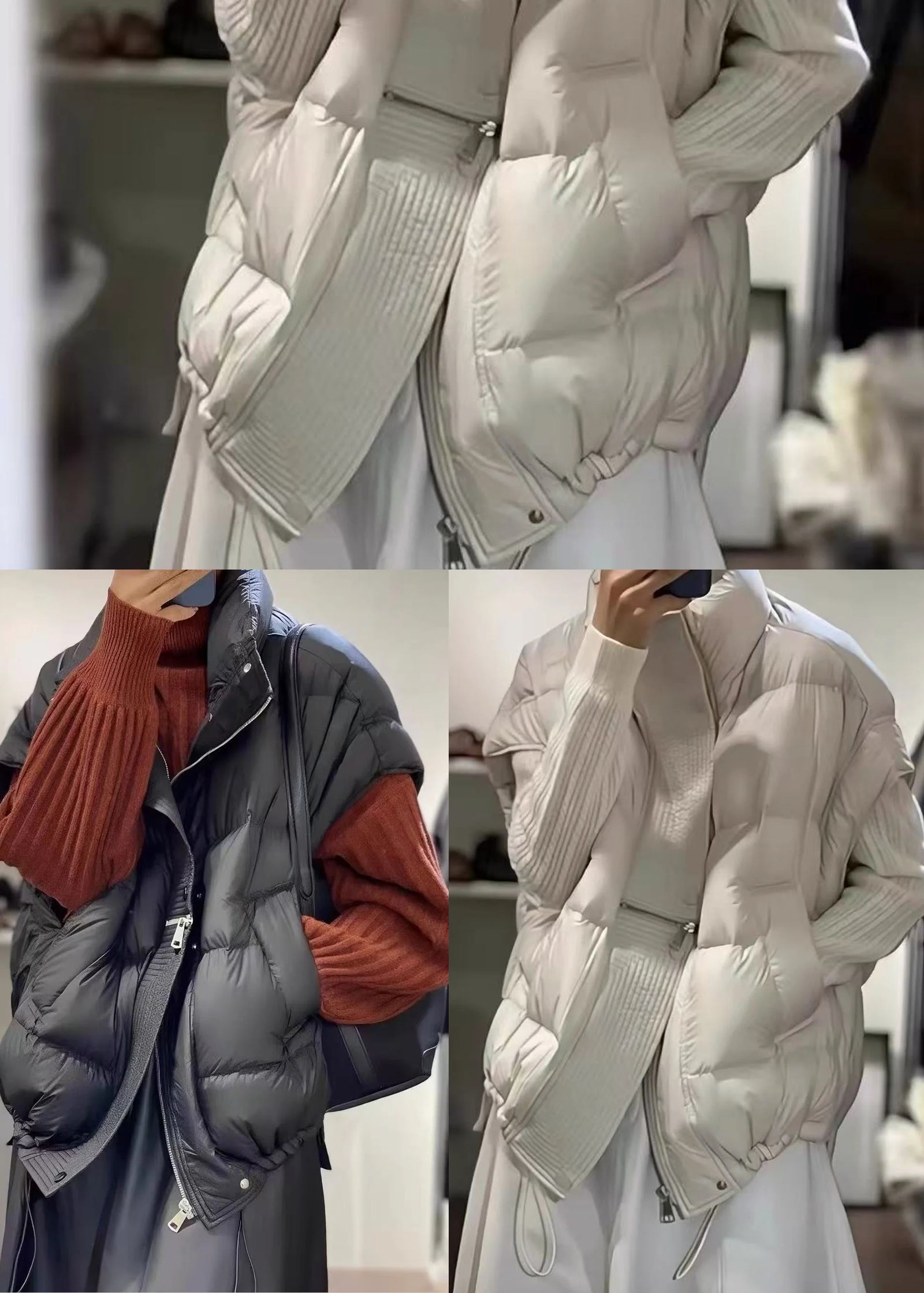 Gilet d'hiver pour femmes à fermeture éclair et cordon de serrage 4