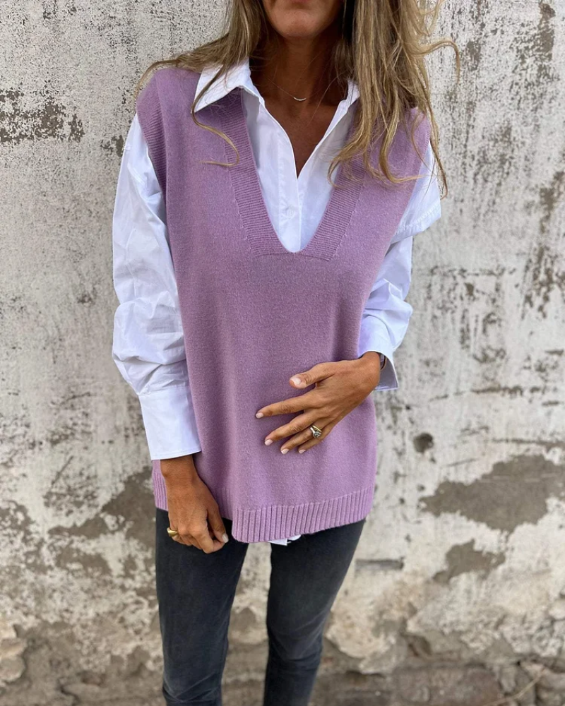 Gilet en Tricot pour Femme à Col en V 4