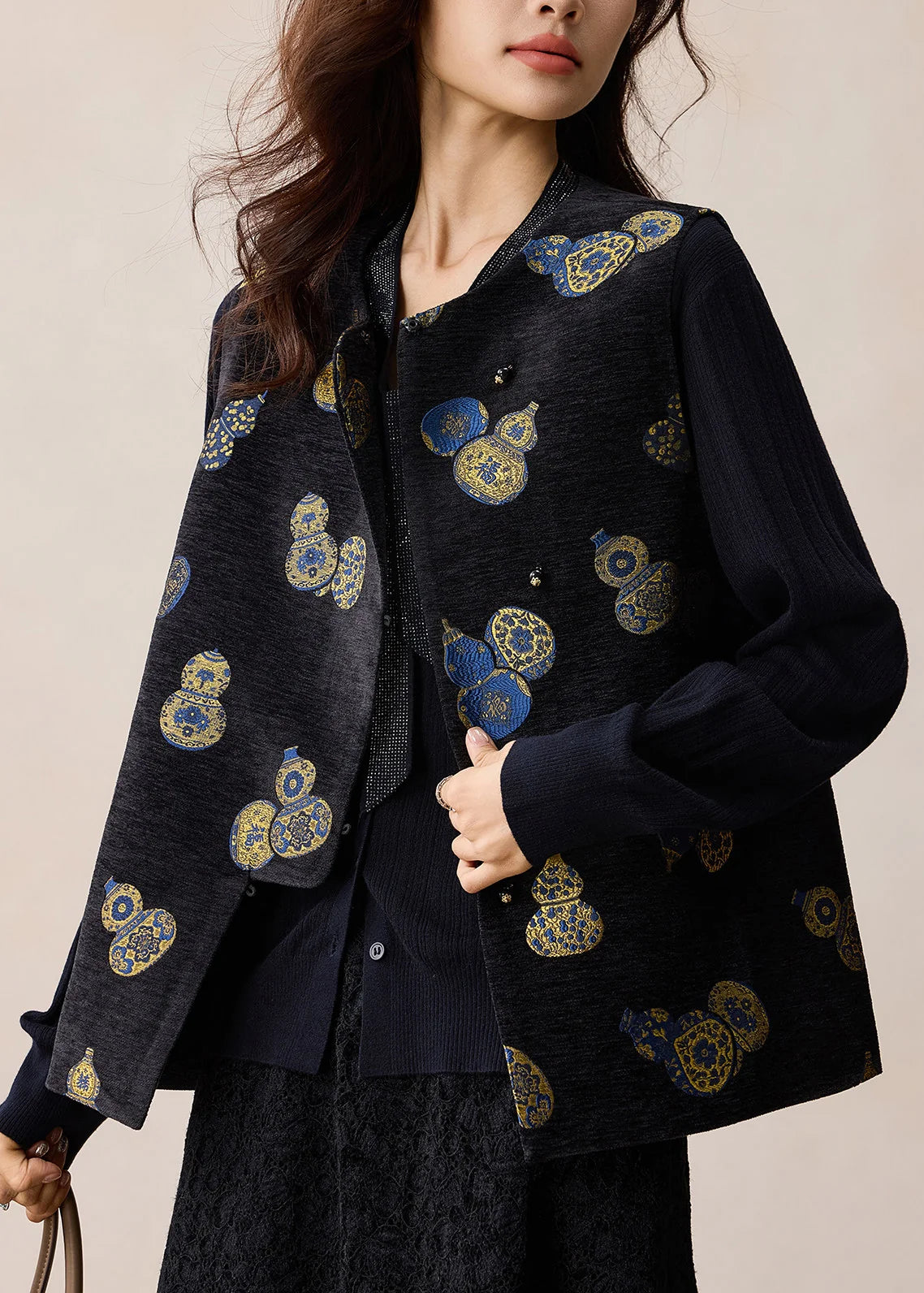 Gilet sans manches Homme Style Chinois à Motifs Traditionnels 4