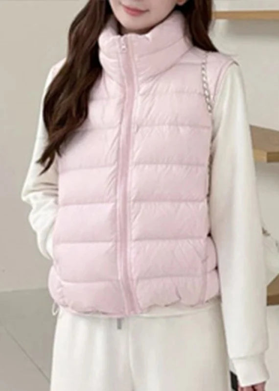 Gilet sans manches à col montant zippé pour femme style décontracté 2