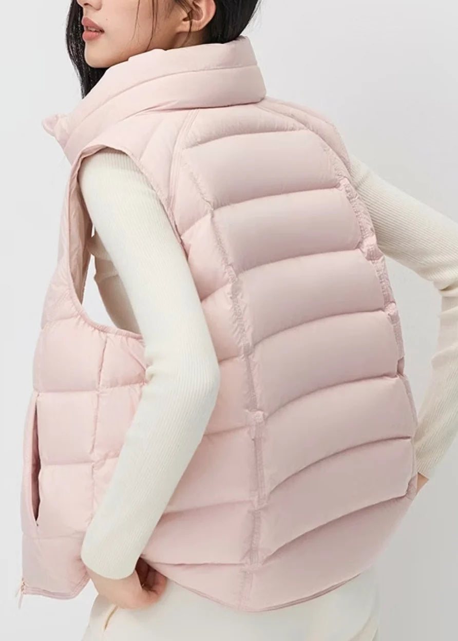 Gilet sans manches à col montant zippé pour femme style décontracté 4