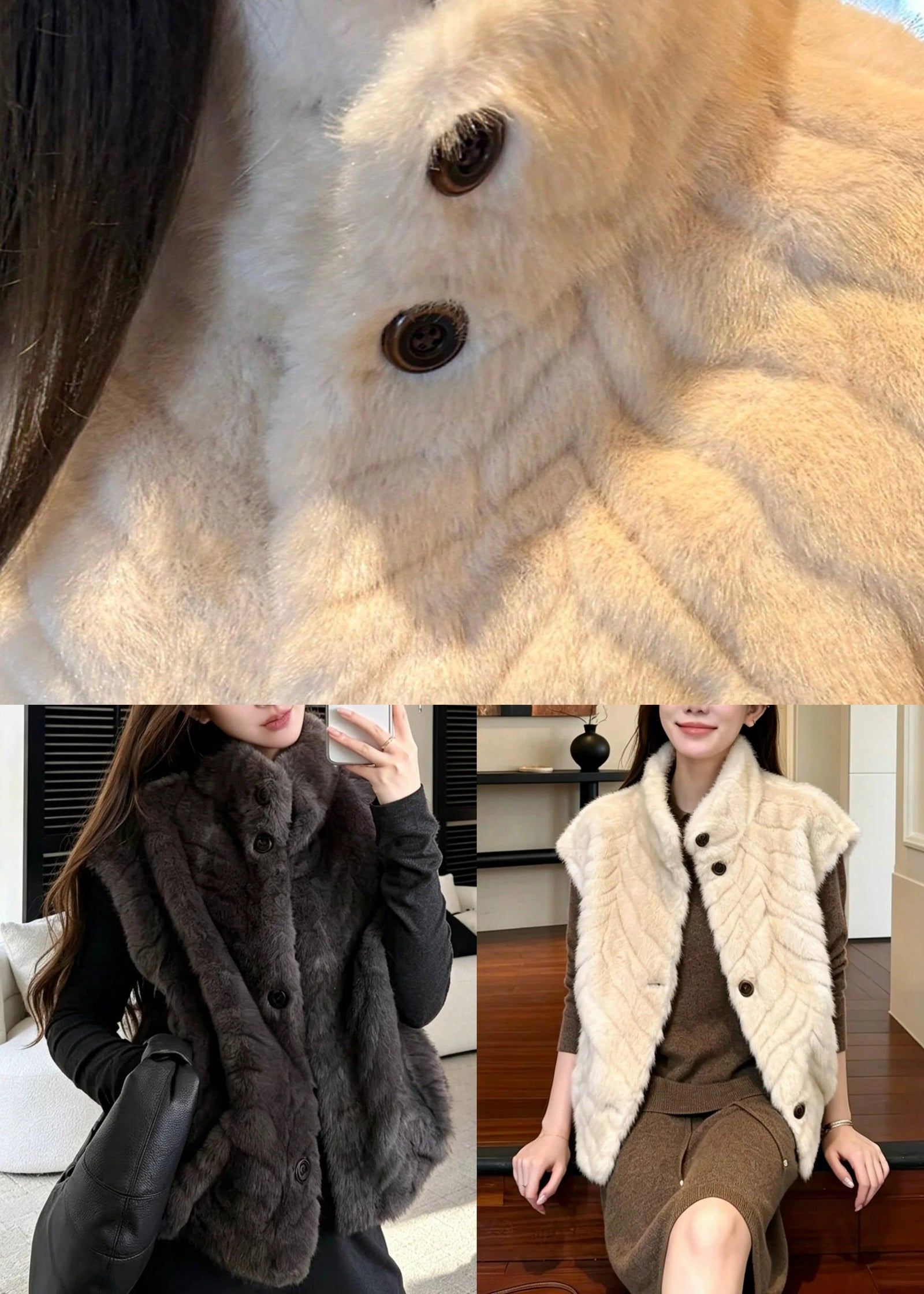 Gilet sans manches pour femme à col montant et boutons 4