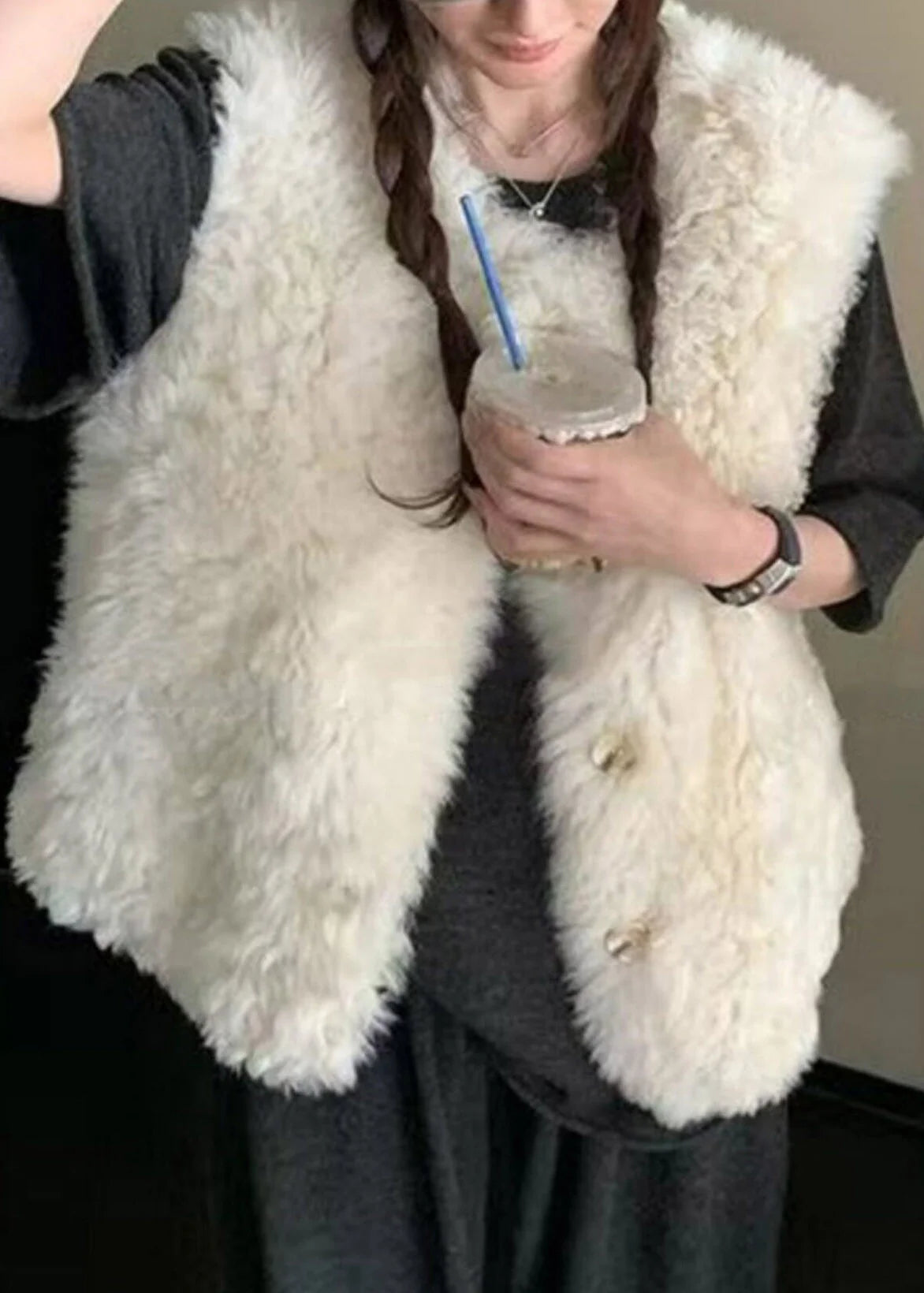 Gilet sans manches pour femme style classique à boutons 3