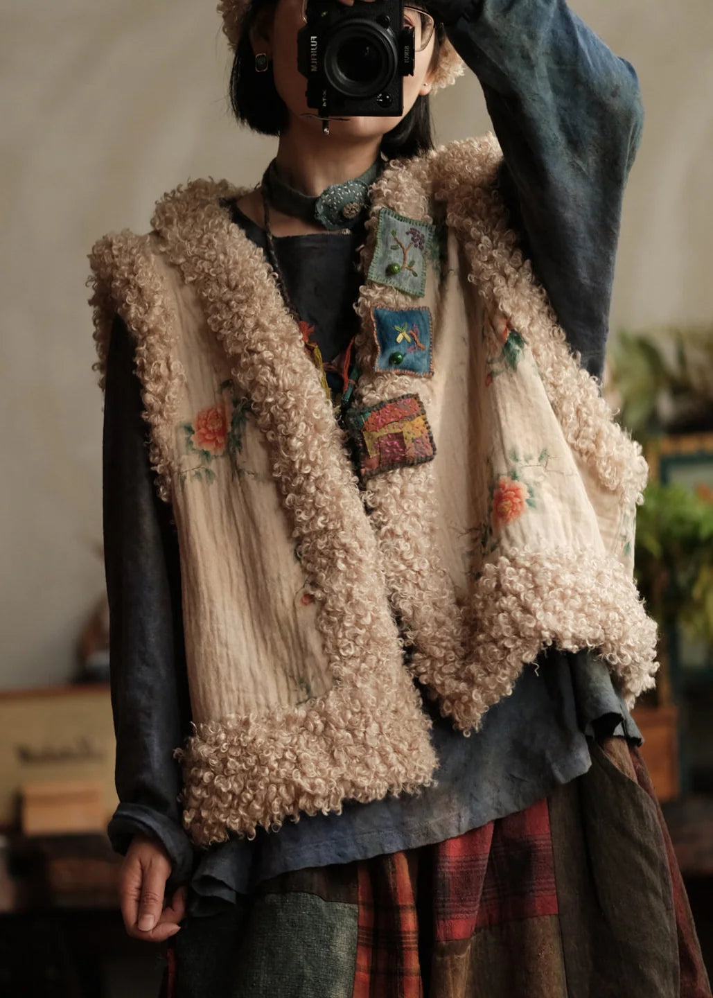 Gilet sans manches pour femme style décontracté patchwork 2