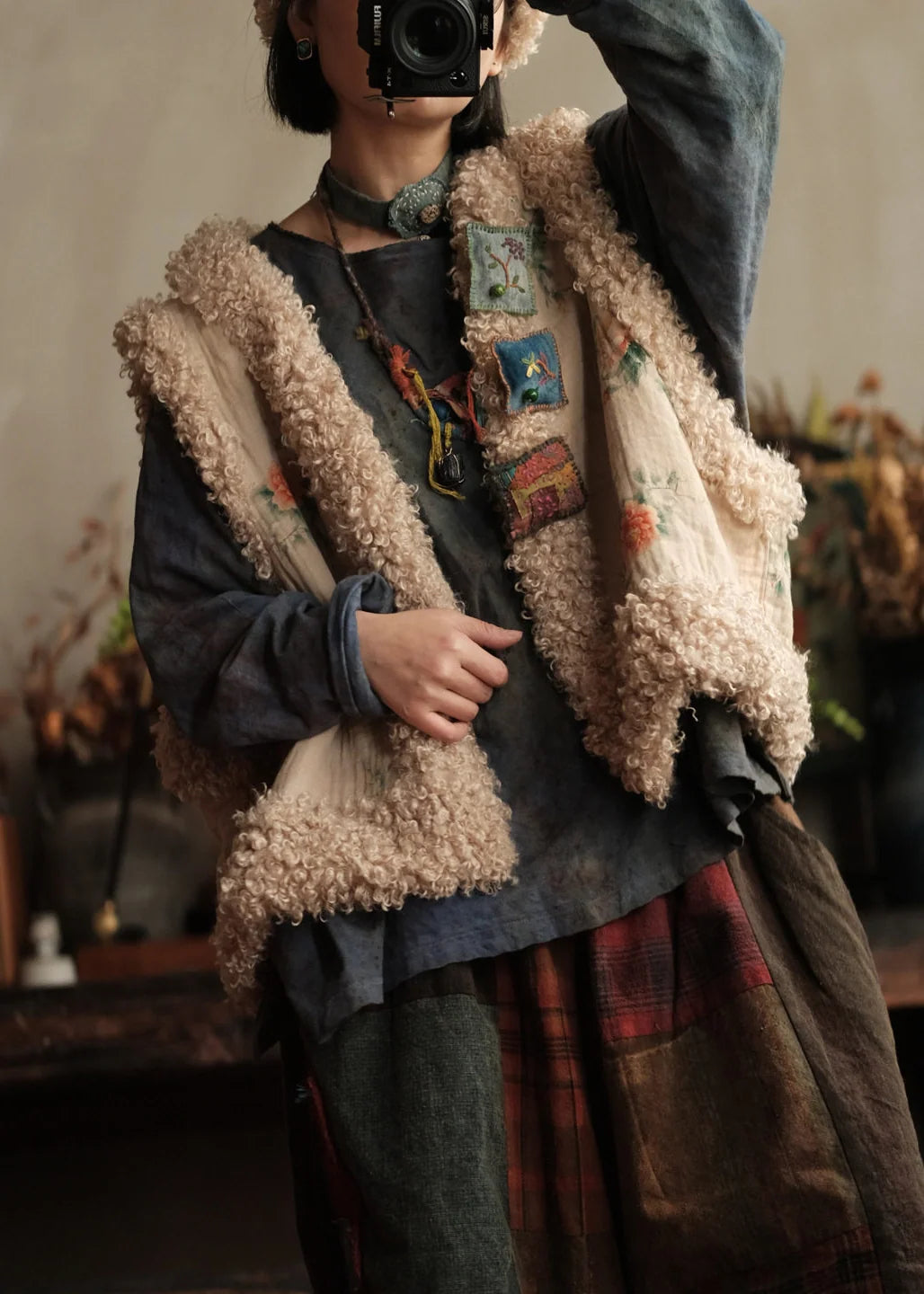 Gilet sans manches pour femme style décontracté patchwork 3