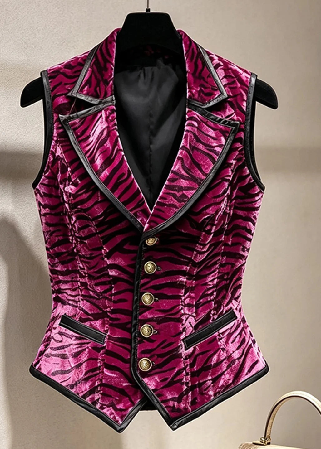 Gilet sans manches rayé pour femme à boutons crantés 2