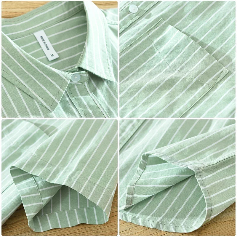 Chemise Homme Rayée Décontractée 100% Coton 6