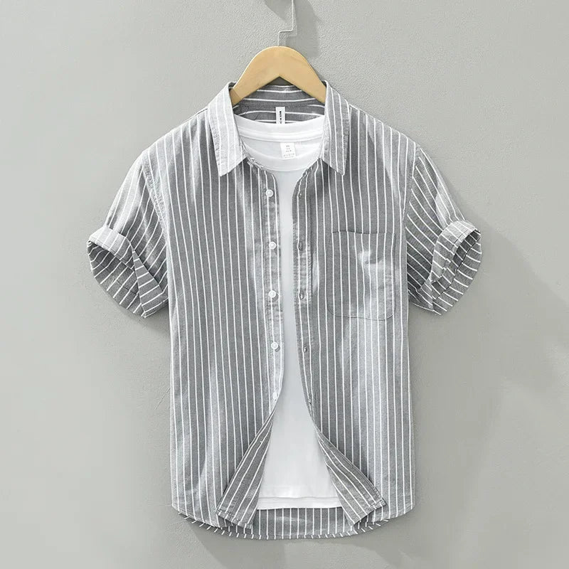 Variant image for Chemise Homme Rayée Décontractée 100% Coton-12