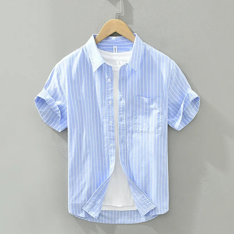 Chemise Homme Rayée Décontractée 100% Coton 1