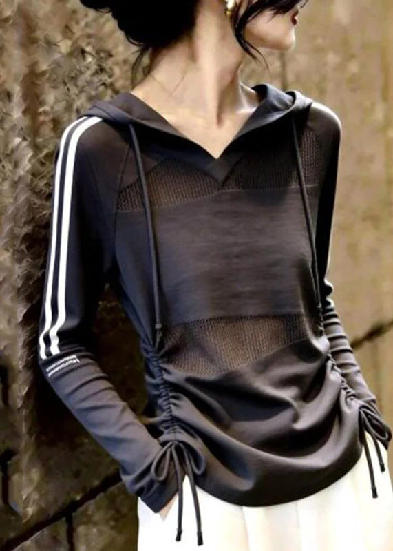 Haut À Capuche Femme Patchwork Rayé Casual 2