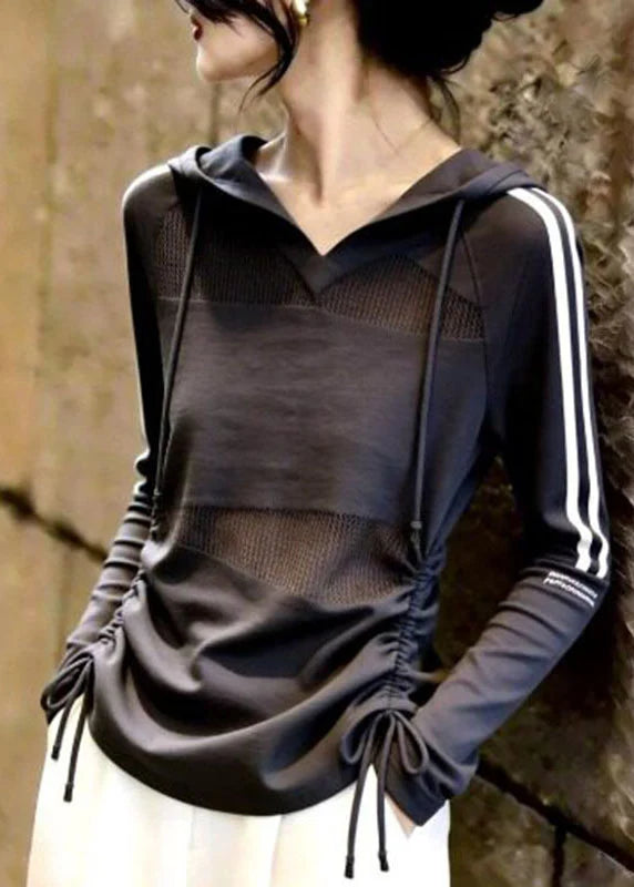 Haut À Capuche Femme Patchwork Rayé Casual 4
