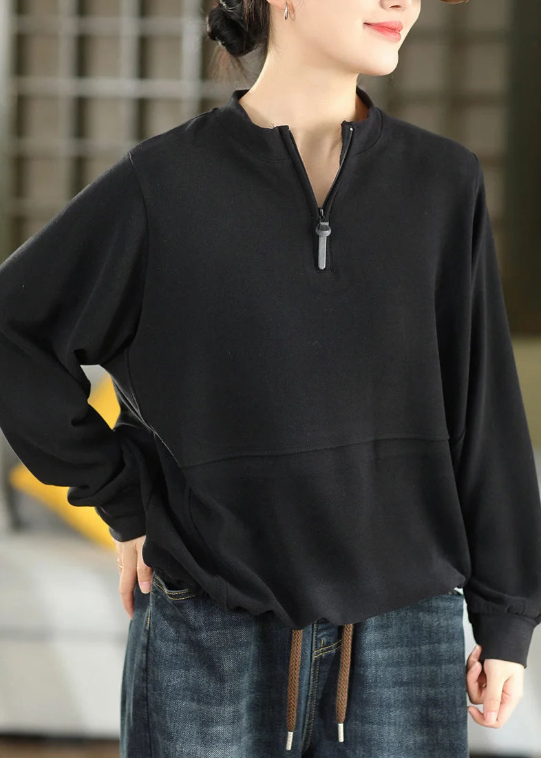 Haut Femme Ample Patchwork à Fermeture Éclair et Cordon 3