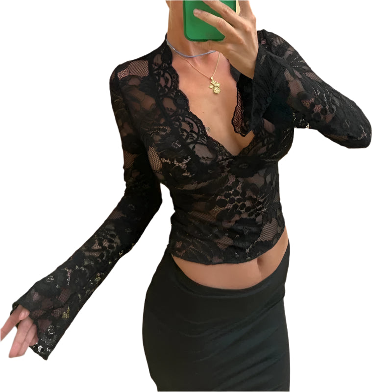 Haut Femme Chic en Dentelle Léger et Respirant 0
