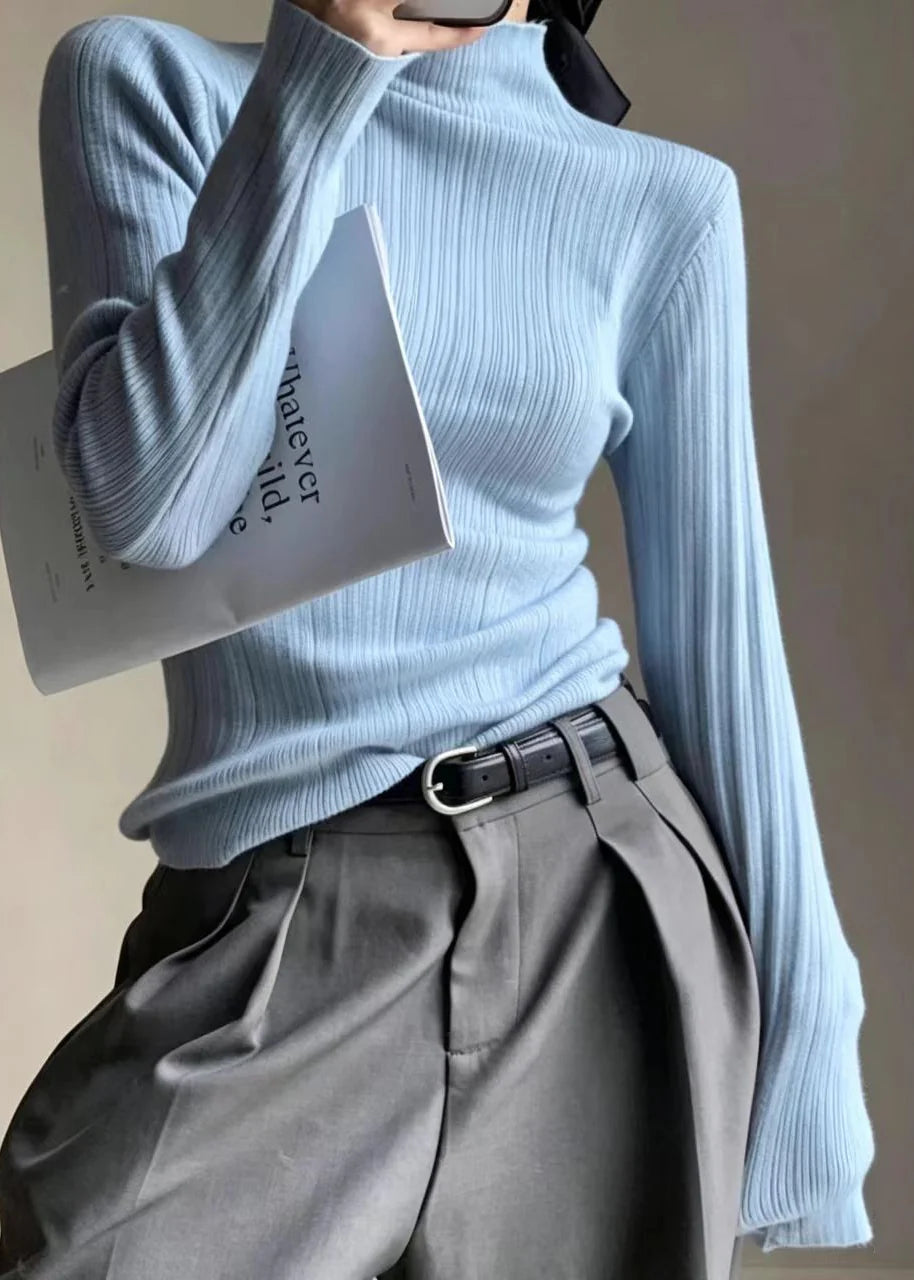 Haut Femme Col Montant Coupe Ajustée Automnal 3