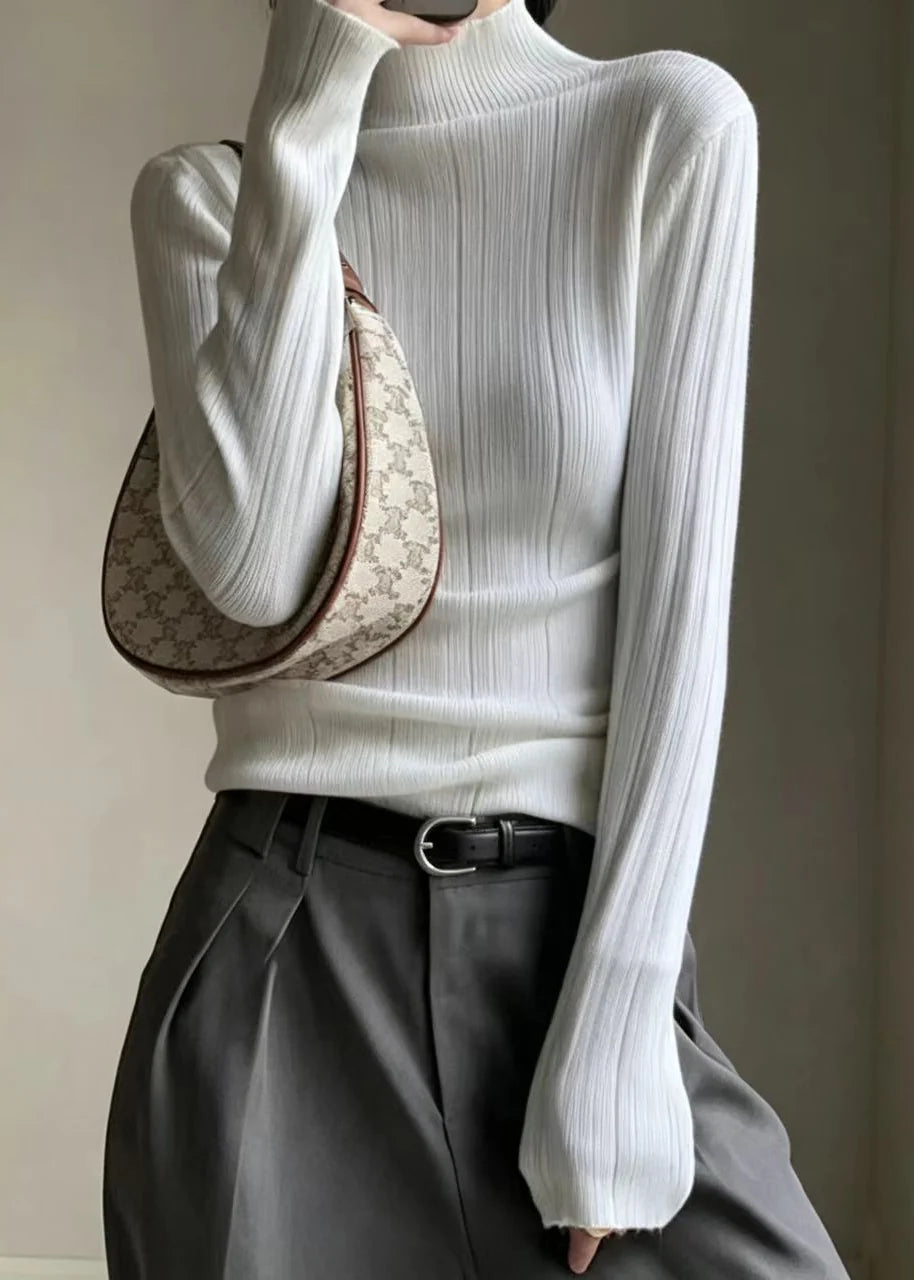 Haut Femme Col Montant Coupe Ajustée Automnal 4