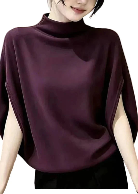 Haut Femme Col Montant Manches Courtes Style Moderne 0