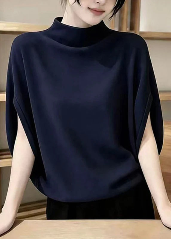 Haut Femme Col Montant Manches Courtes Style Moderne 1