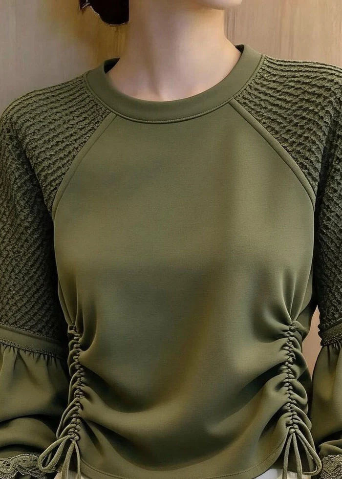 Haut Femme Manches Lanternes Taille Haute Tendance 1