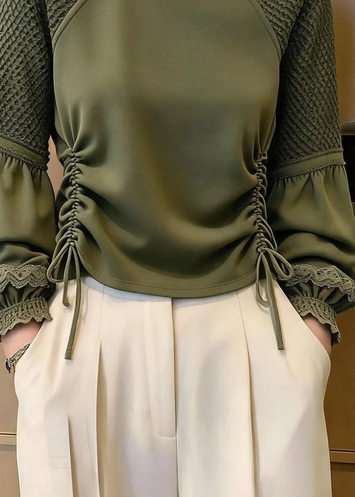 Haut Femme Manches Lanternes Taille Haute Tendance 3
