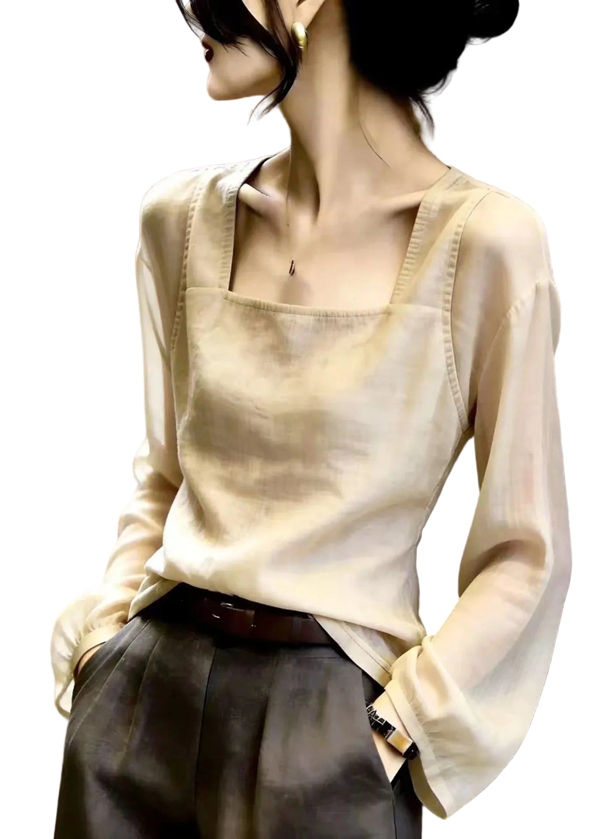 Haut Femme Patchwork Col Carré Automnal 0