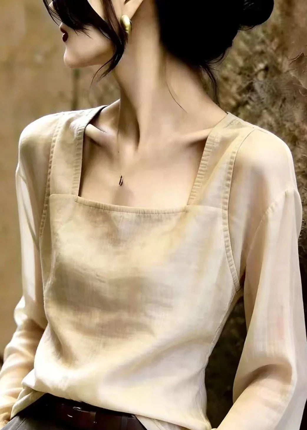 Haut Femme Patchwork Col Carré Automnal 1