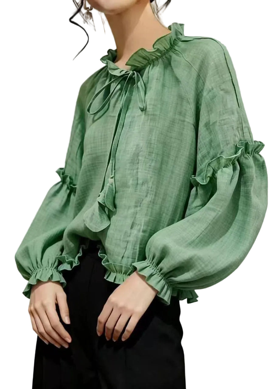 Haut Femme à Lacets et Volants Style Estival Décontracté 0