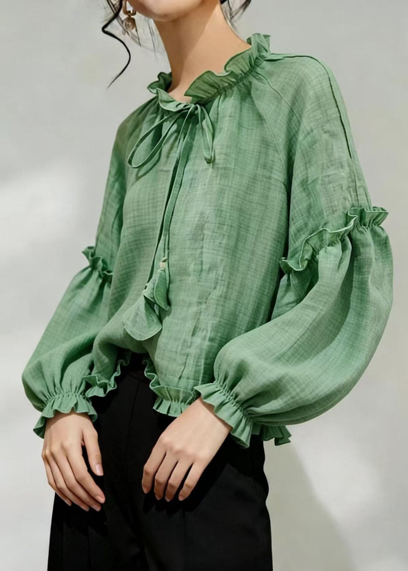 Haut Femme à Lacets et Volants Style Estival Décontracté 1