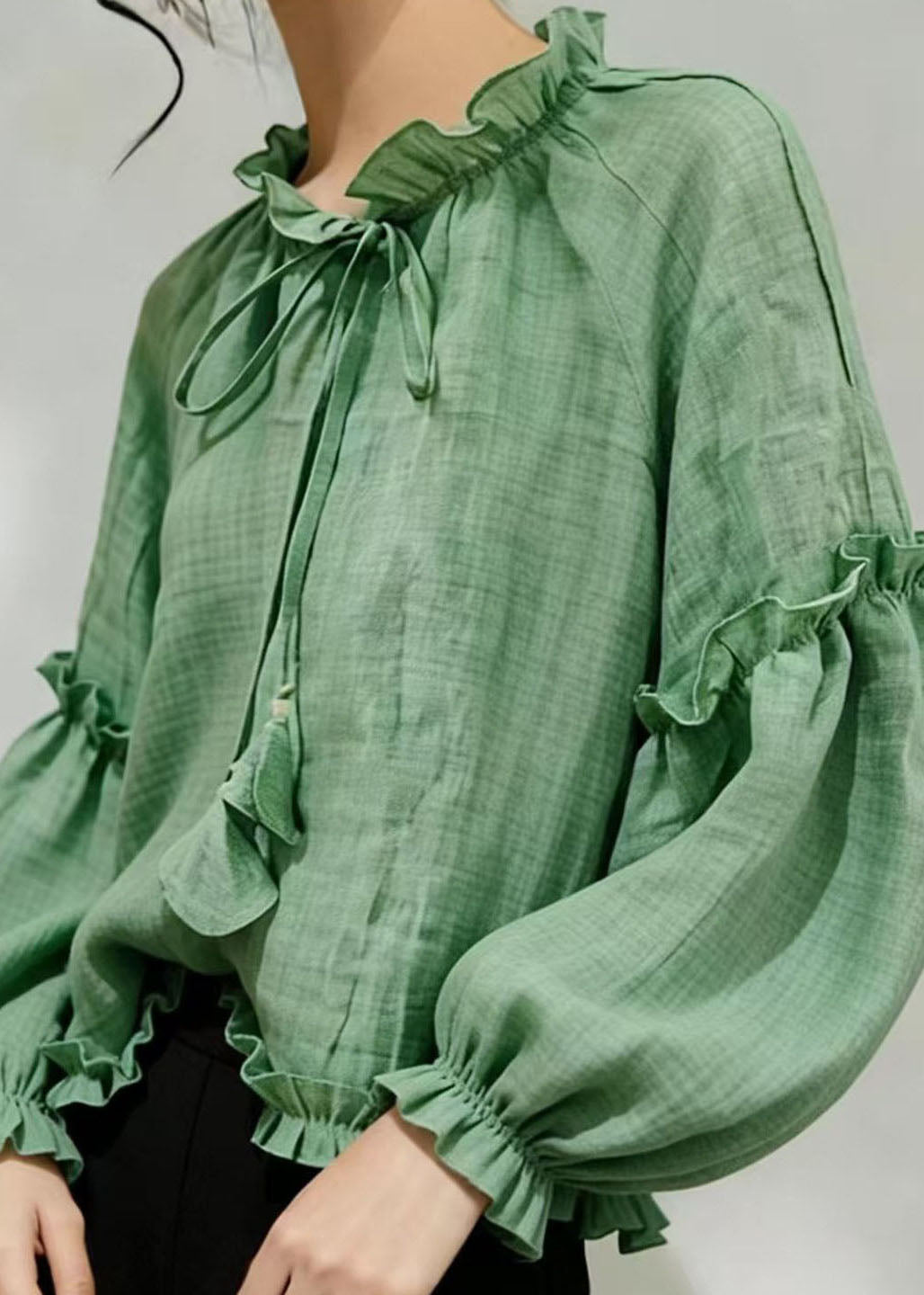 Haut Femme à Lacets et Volants Style Estival Décontracté 2