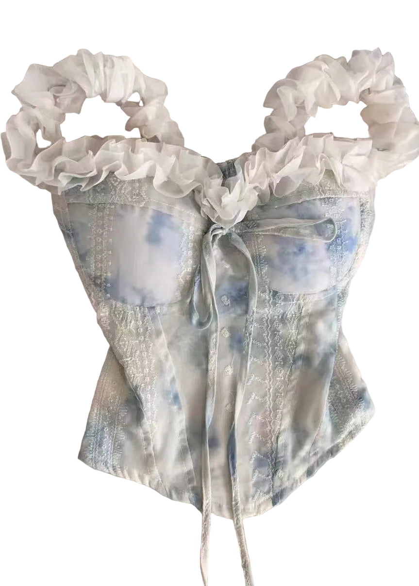 Haut pour femme à volants style tie-dye estival 0