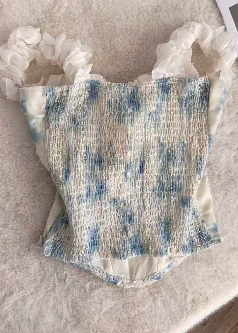 Haut pour femme à volants style tie-dye estival 1
