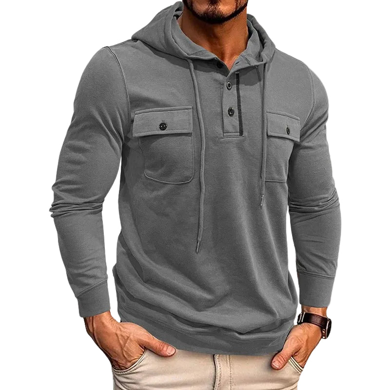 Homme Sweat à Capuche Henley Moderne 0