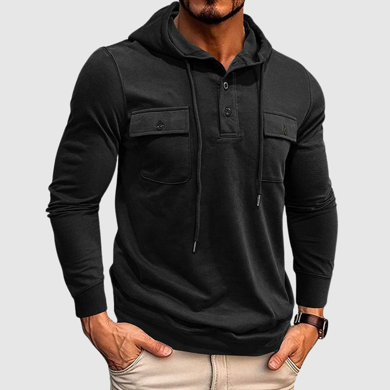 Homme Sweat à Capuche Henley Moderne 1