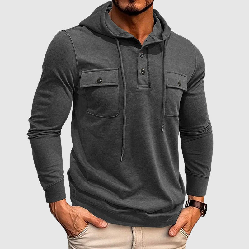 Homme Sweat à Capuche Henley Moderne 4