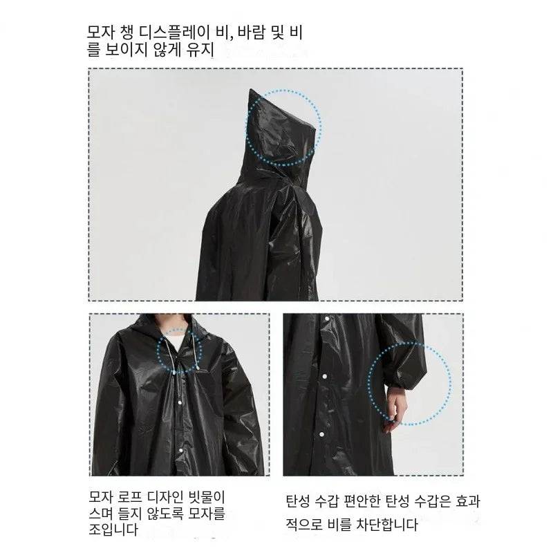 Imperméable Unisexe Poncho EVA Léger avec Capuche et Boutons pour Activités de Plein Air 4