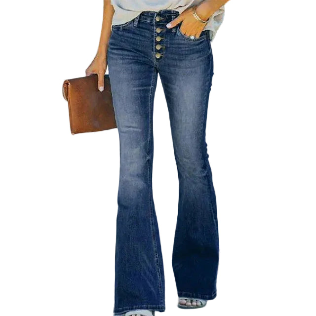 Jean Bootcut Taille Haute Femme Chic 0